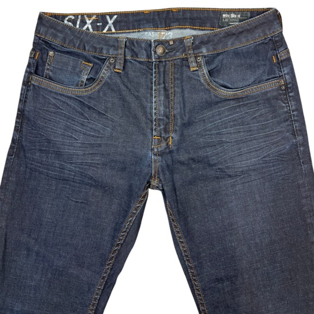 Buffalo Six-X Slim Straight Stretch Jeans Men's 34" (36x30.5) Dark Wash Comfort - Picture 5 of 8